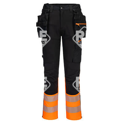 DX4 Hi-Vis nadrág lezippzározható lengőzsebbel Narancs/Fekete 28