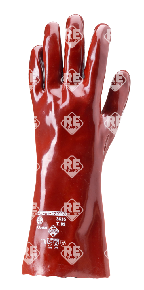 Mártott PVC kesztyű, bordó, sav/lúg/olajálló, 36cm 8
