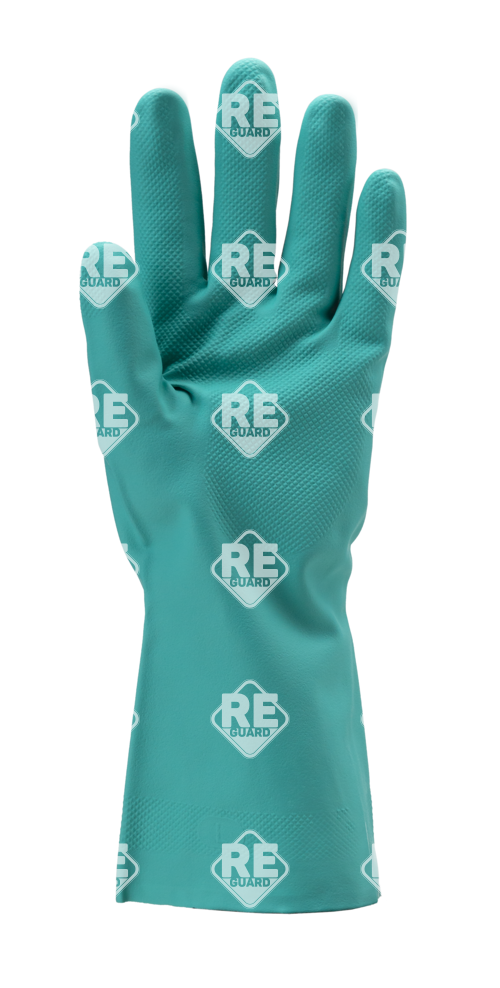 Mártott zöld nitril kesztyű, vegyszerálló, 33cm/0,46mm 7