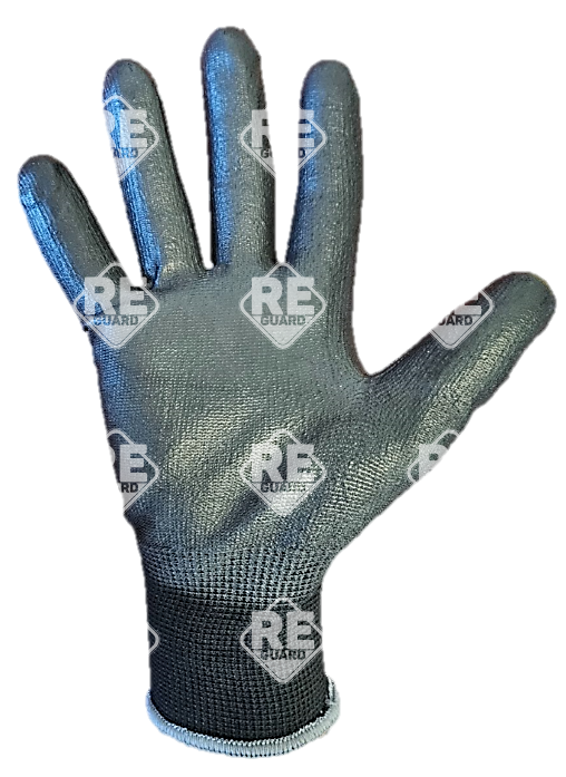 GUARDER Poliészter kesztyű, PU tenyérmártott, fekete ECO méret: 10 (barna)