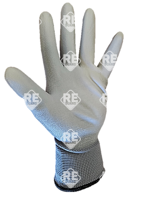 GUARDER Poliészter kesztyű, PU tenyérmártott, szürke méret: 7 (fehér)