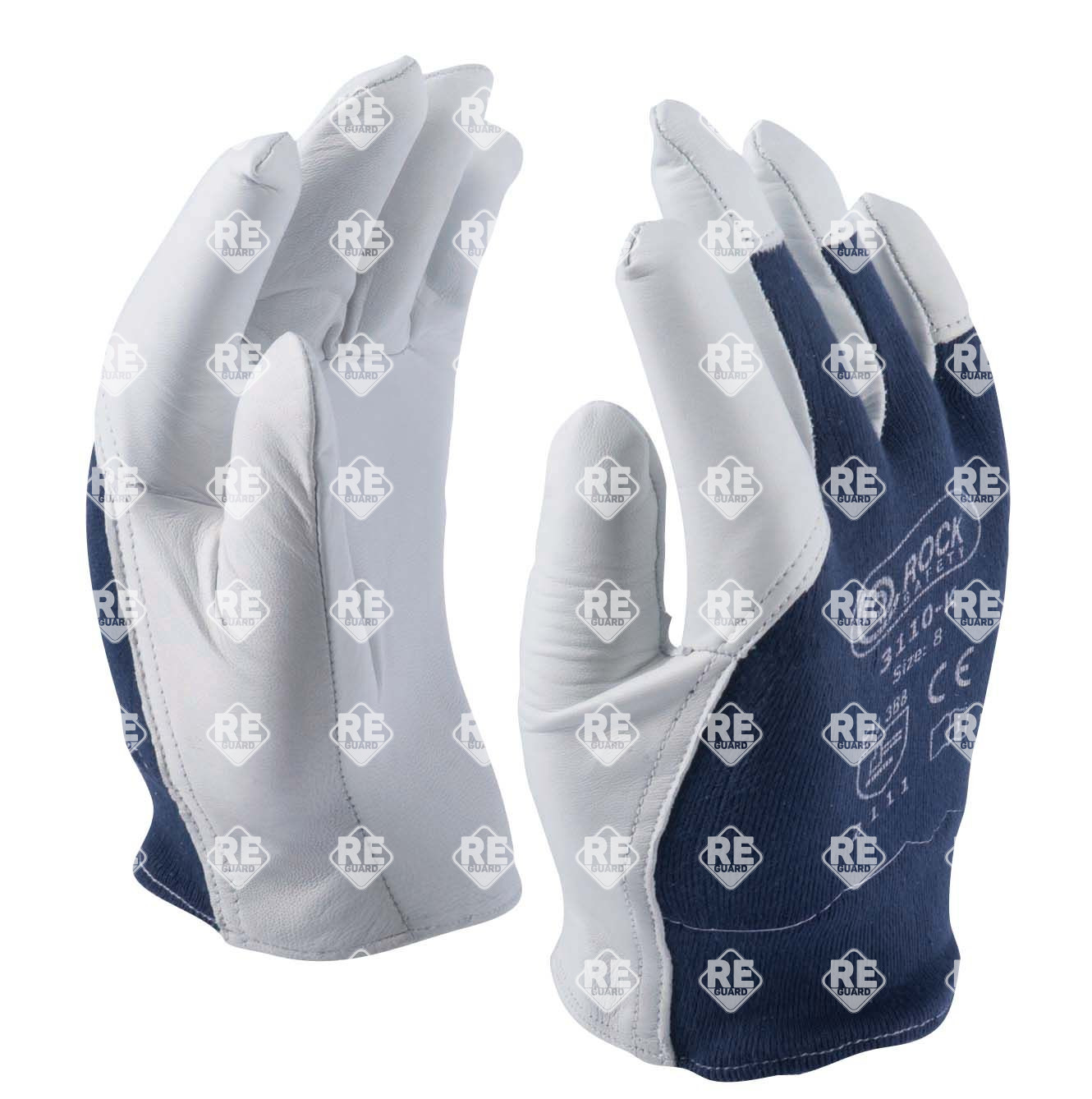 Kecske színbőr kesztyű, kék pamut kézháttal, 8